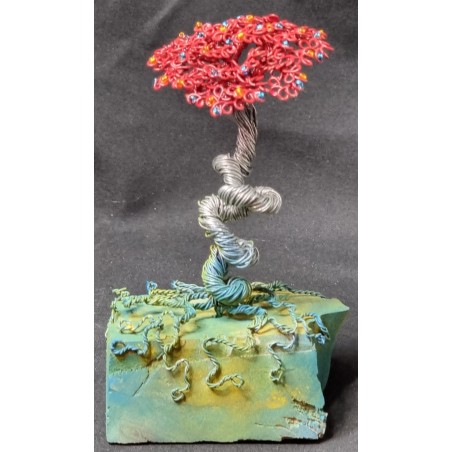 Petit arbre asiatique en fil de fer avec perles sur socle bois déco cadeau